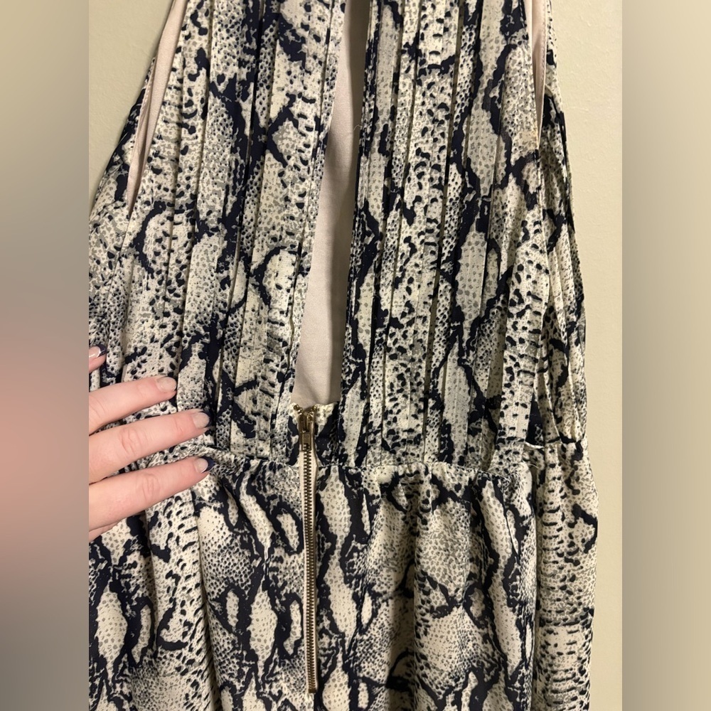 Ark & Co Snake Print Halter High Neck Keyhole Back Dress Size Medium New - Picture 6 of 7